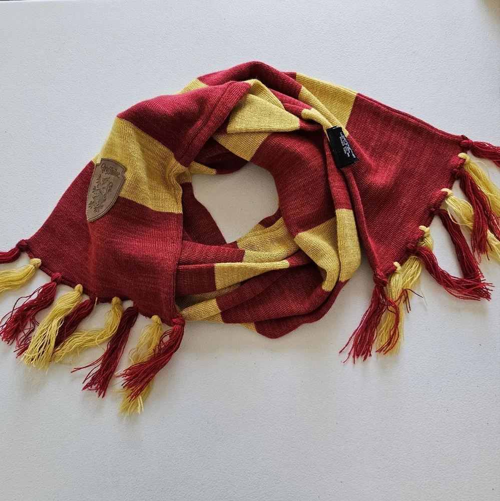 Harry Potter Gryffindor Striped Red Yellow Knit Neck Scarf  84” Fringe